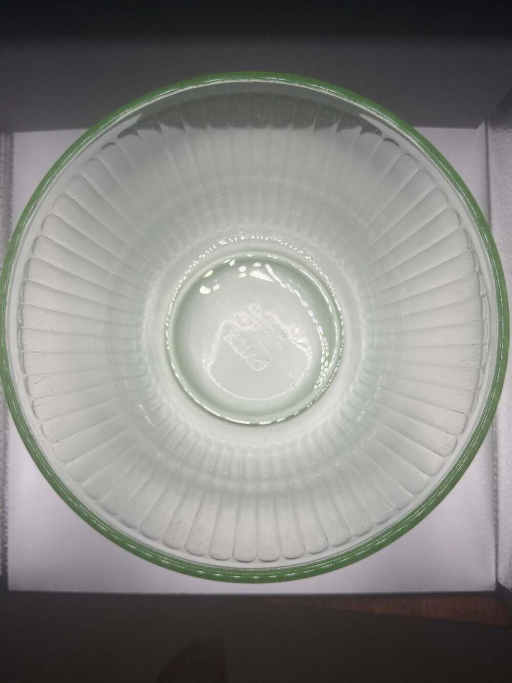 Pyrex Ribbed Green Glass Mixing Bowl - Picture 2 of 3